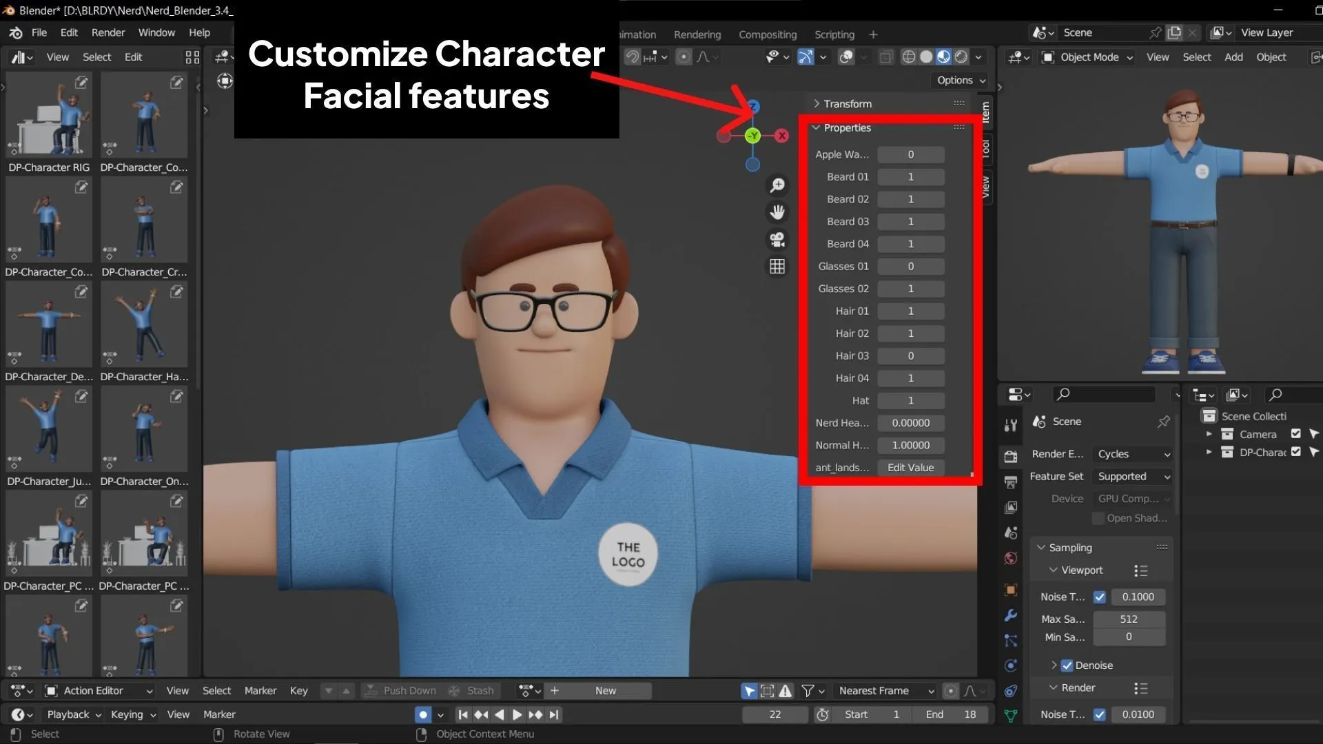 Customizable Office Illustration Man - Various customizable facial features